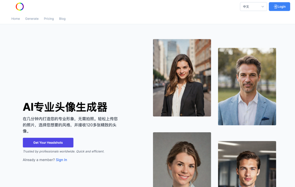 AI Headshots职业头像生成器