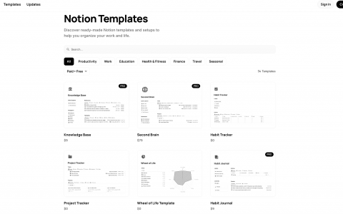 独立开发出海idea：notion templates