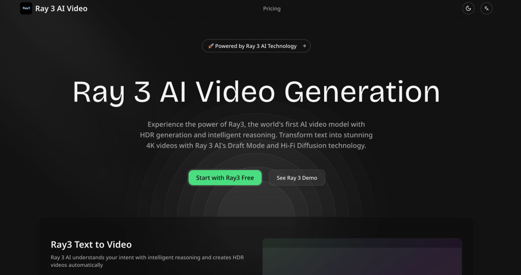 Ray3 AI VIDEO GENERATOR-全球首款专为专业创作者打造的基于推理的 AI 视频模型