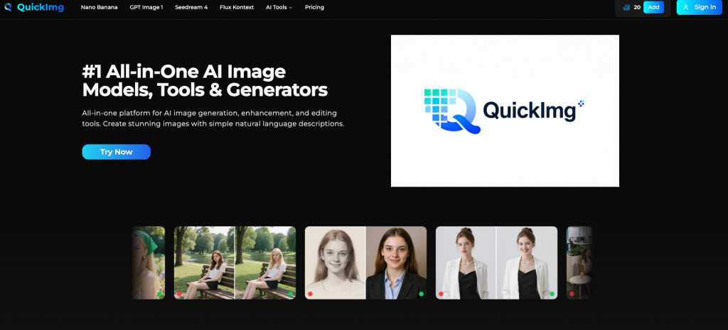 QuickImg-AI生图网站，聚合多个生图模型
