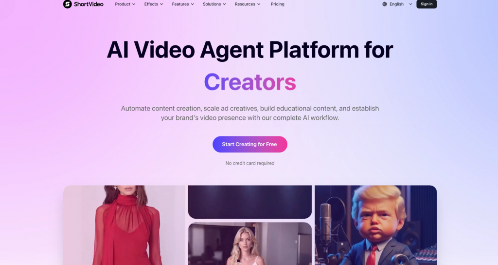 ShortVideo AI's "AI UGC Video" feature